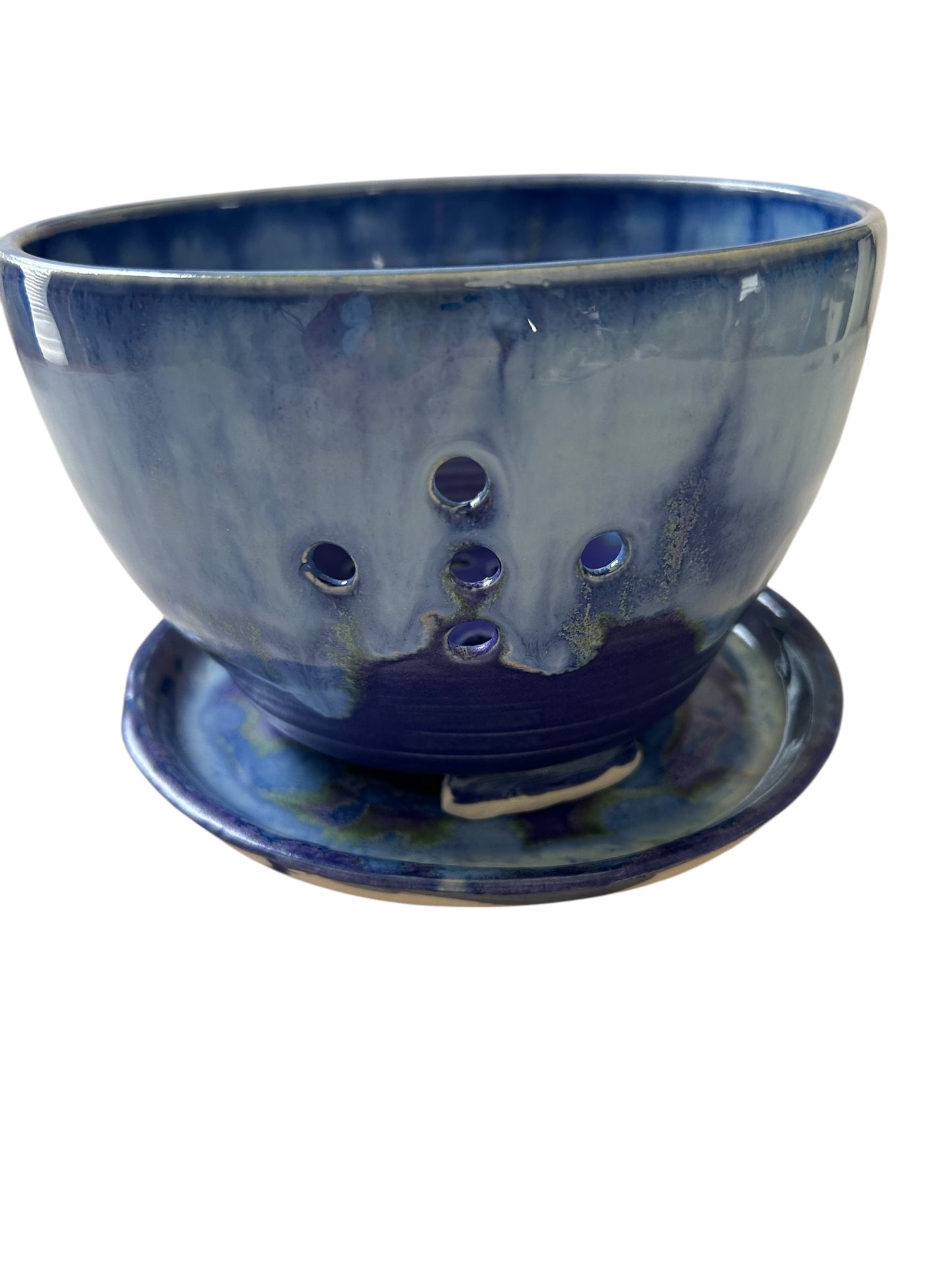 Berry Bowl #7 with Drip Plate in Aspen Blue