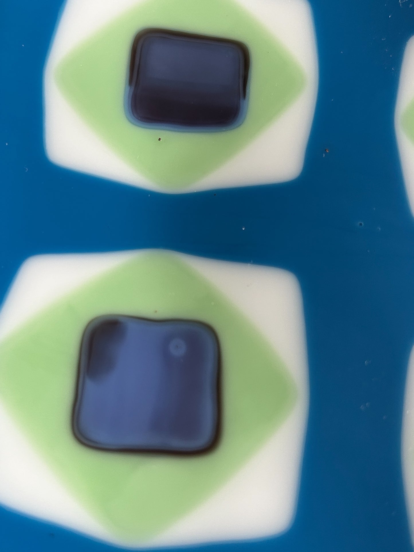 Homemade Fused Glass Sushi Plate with Diamonds and Squares