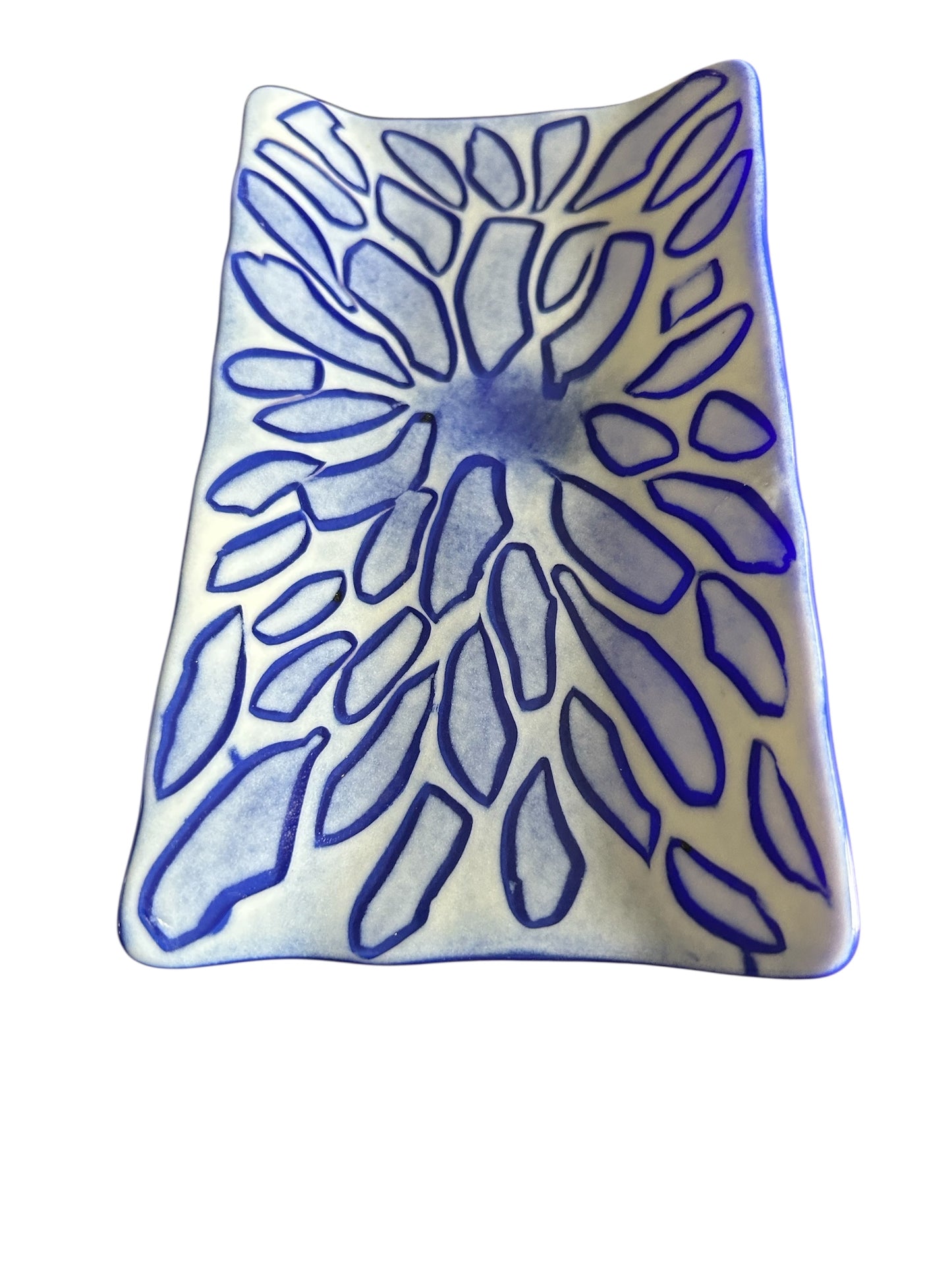 Homemade Rectangular Fused Glass Plate with Bullseye Design