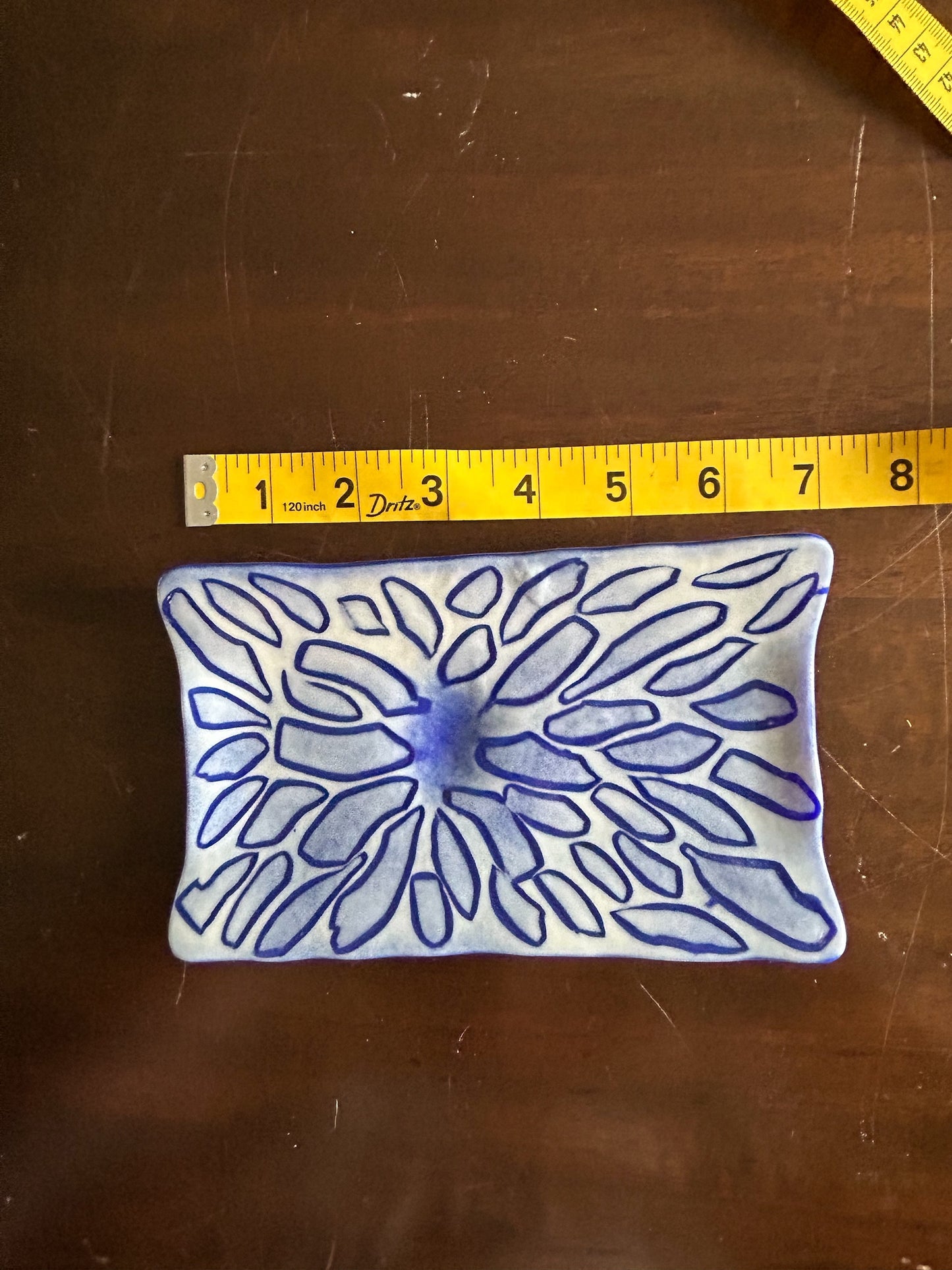 Homemade Rectangular Fused Glass Plate with Bullseye Design