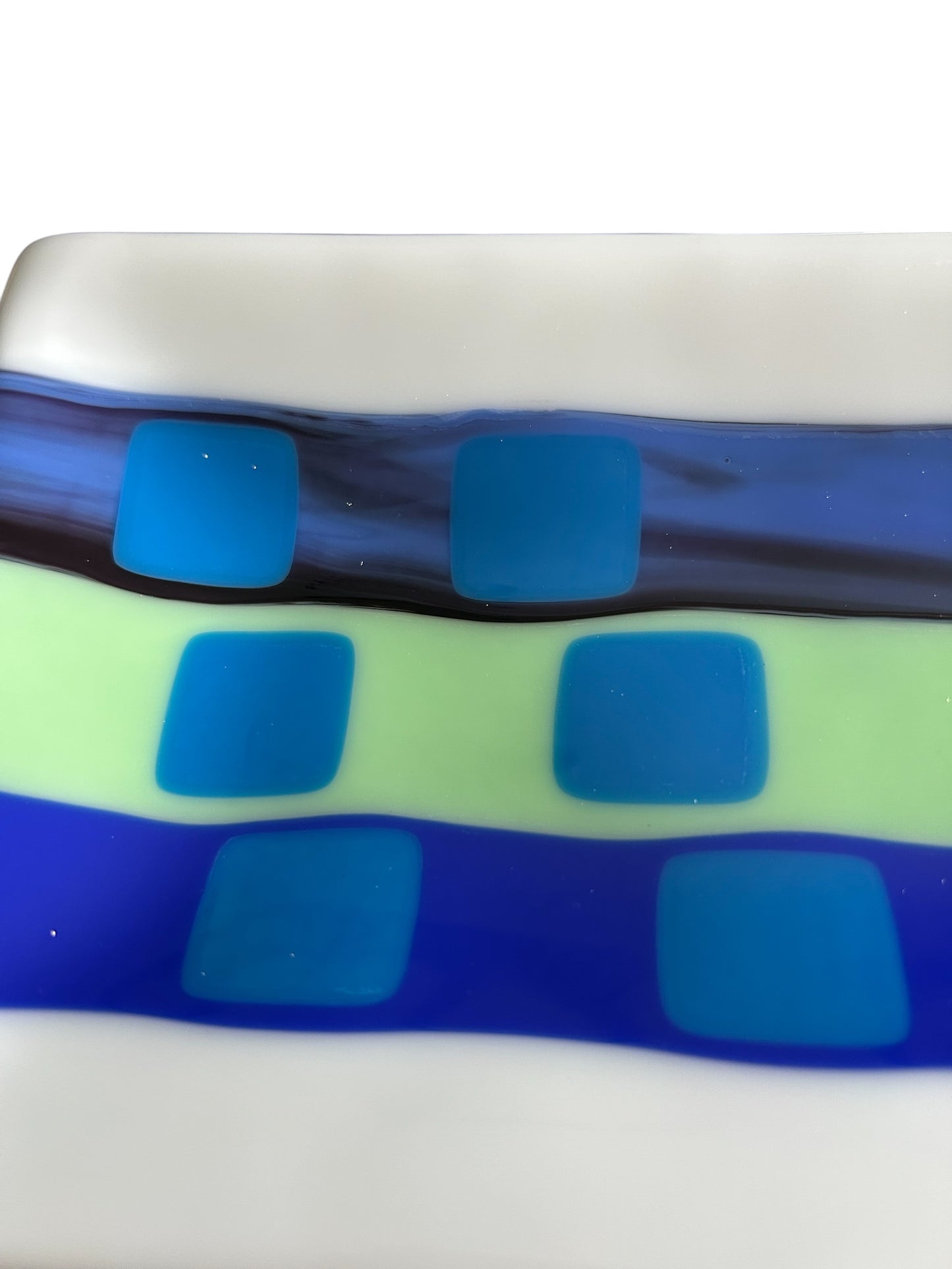 Handmade Fused Glass Sushi and Sashimi Dinnerware Set with Morse Code Design