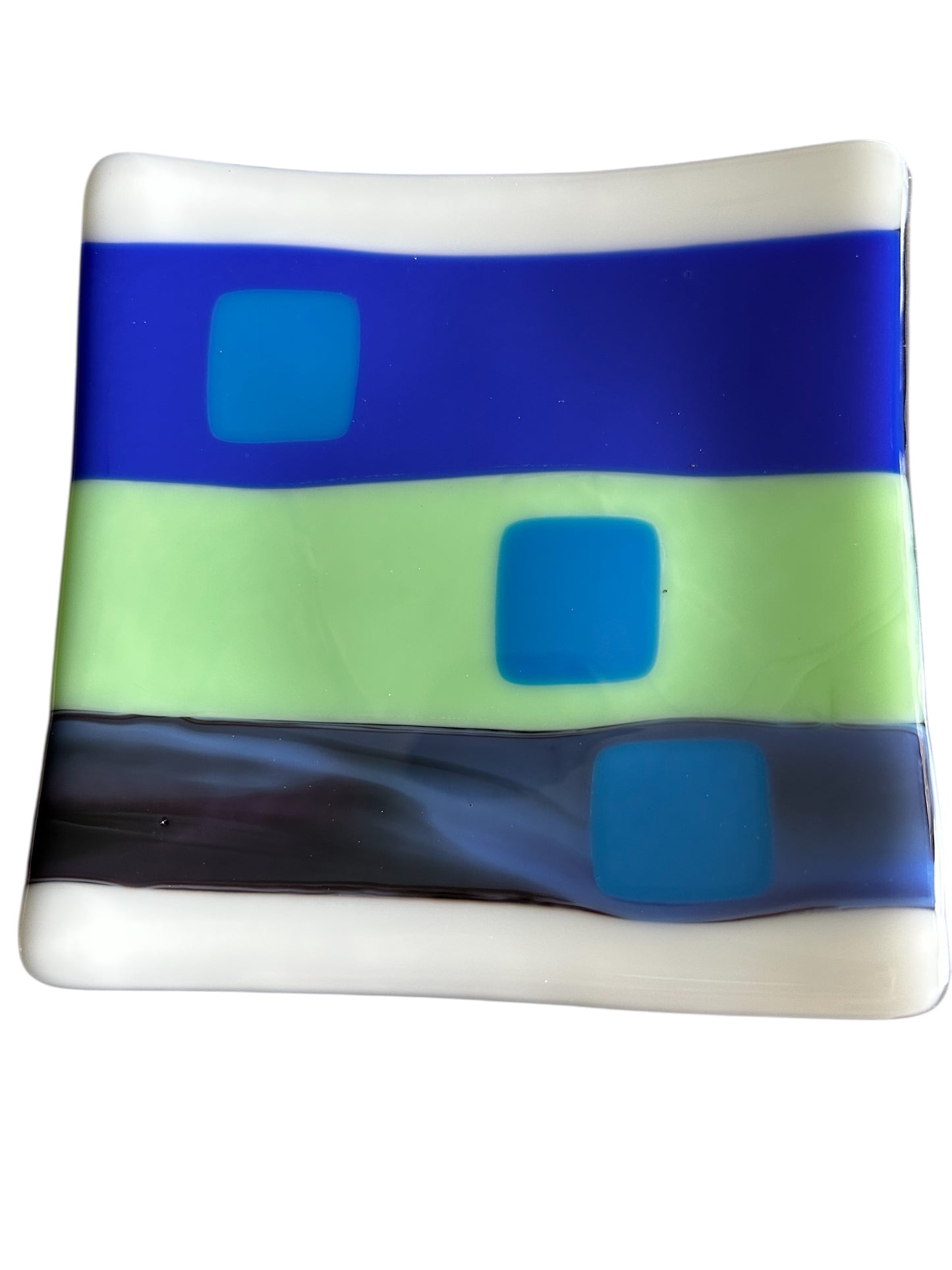 Handmade Fused Glass Sushi and Sashimi Dinnerware Set with Morse Code Design