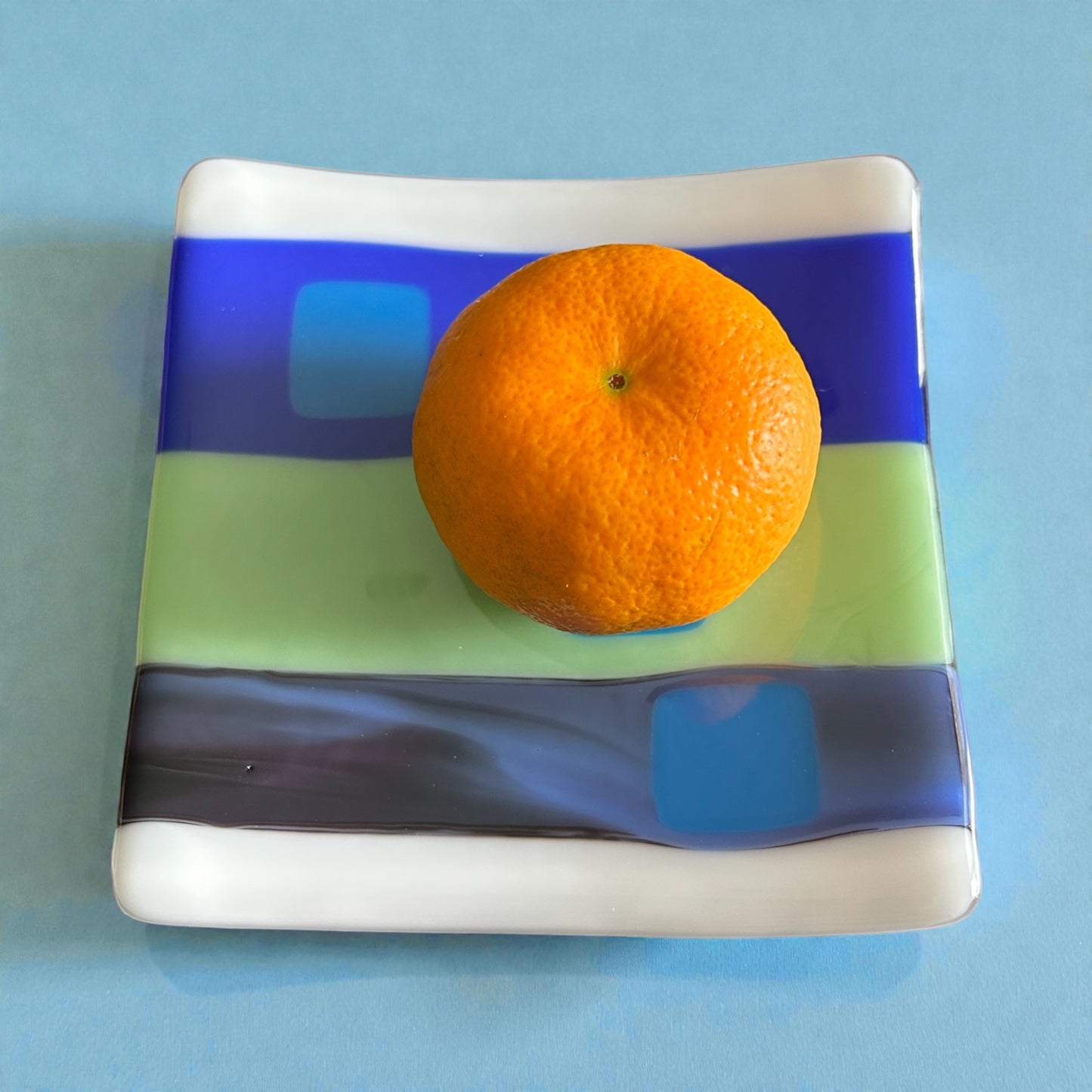 Handmade Fused Glass Sushi and Sashimi Dinnerware Set with Morse Code Design