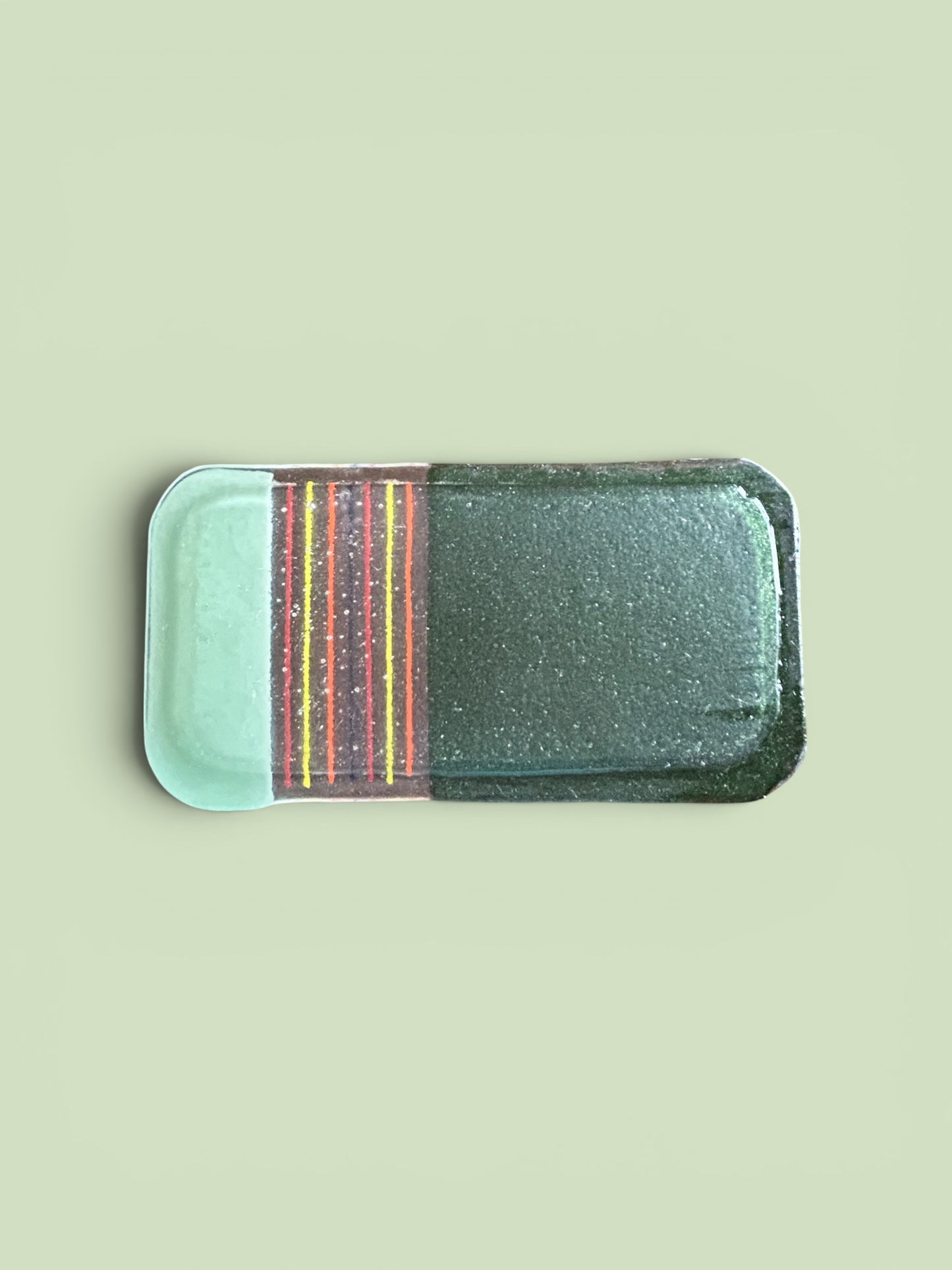 Small Handmade Fused Glass Tray in Mint and Aventurine Green