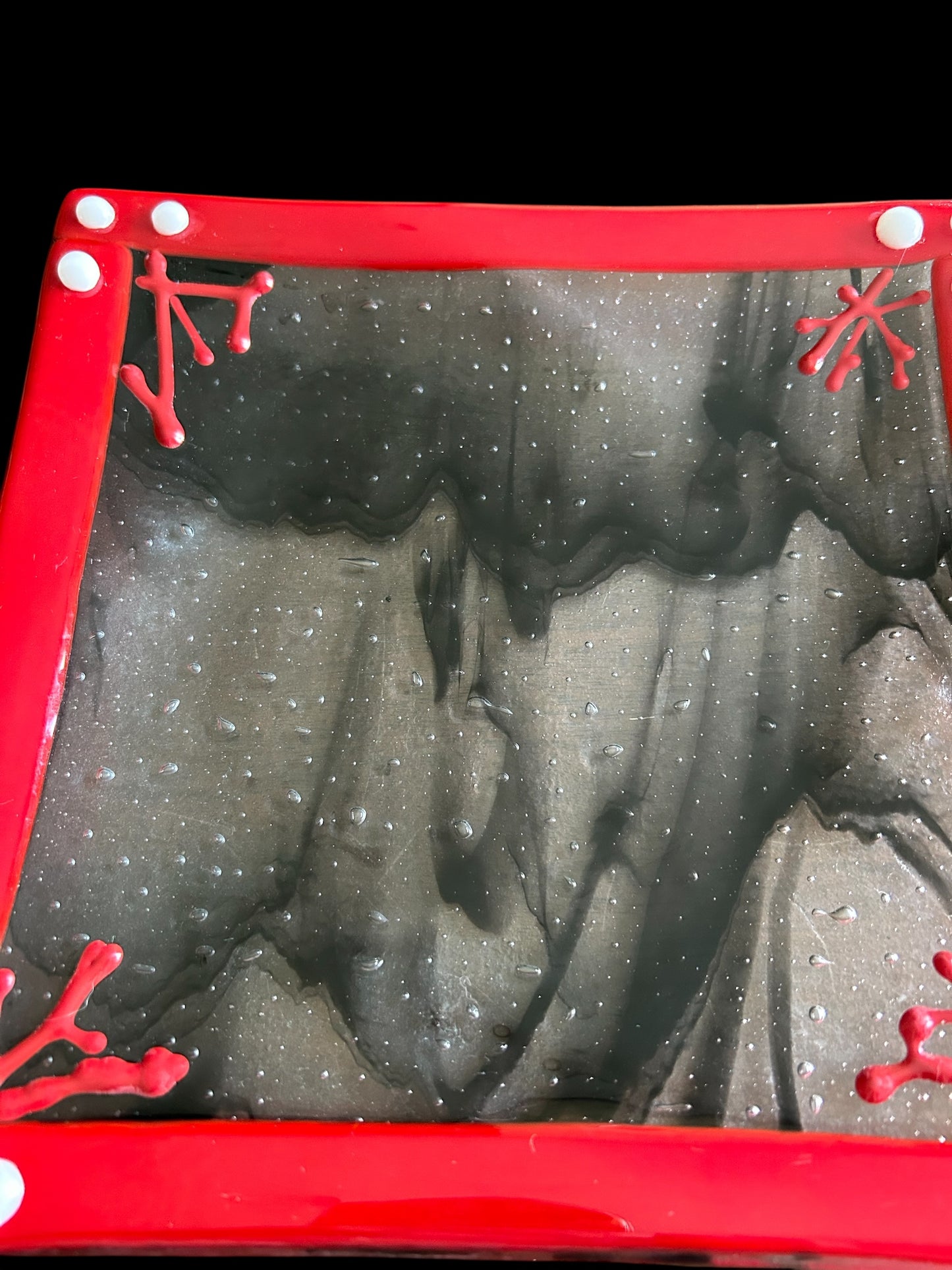 Handmade Square Fused Glass Plate with Tidal Pool Design