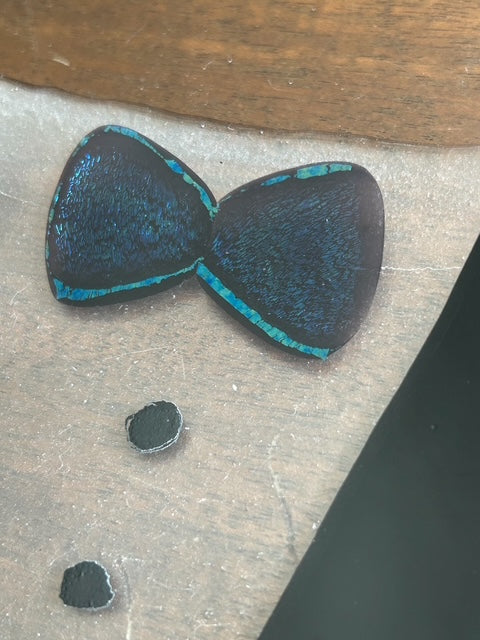 Handmade Fused Glass Cocktail Plate with Tuxedo Design