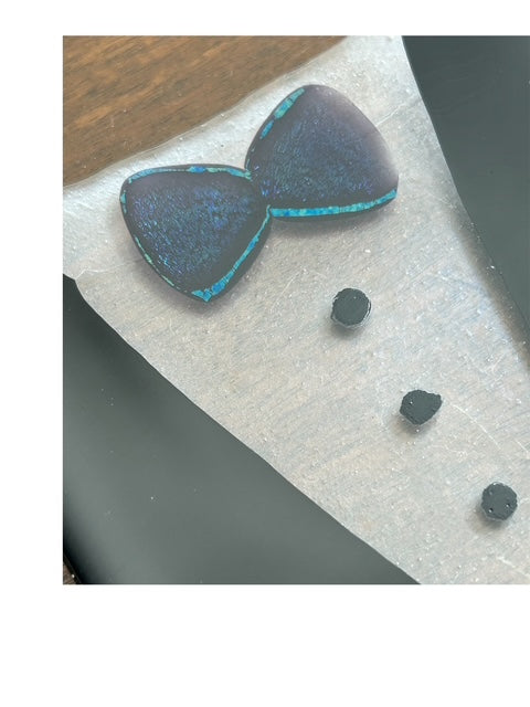 Handmade Fused Glass Cocktail Plate with Tuxedo Design