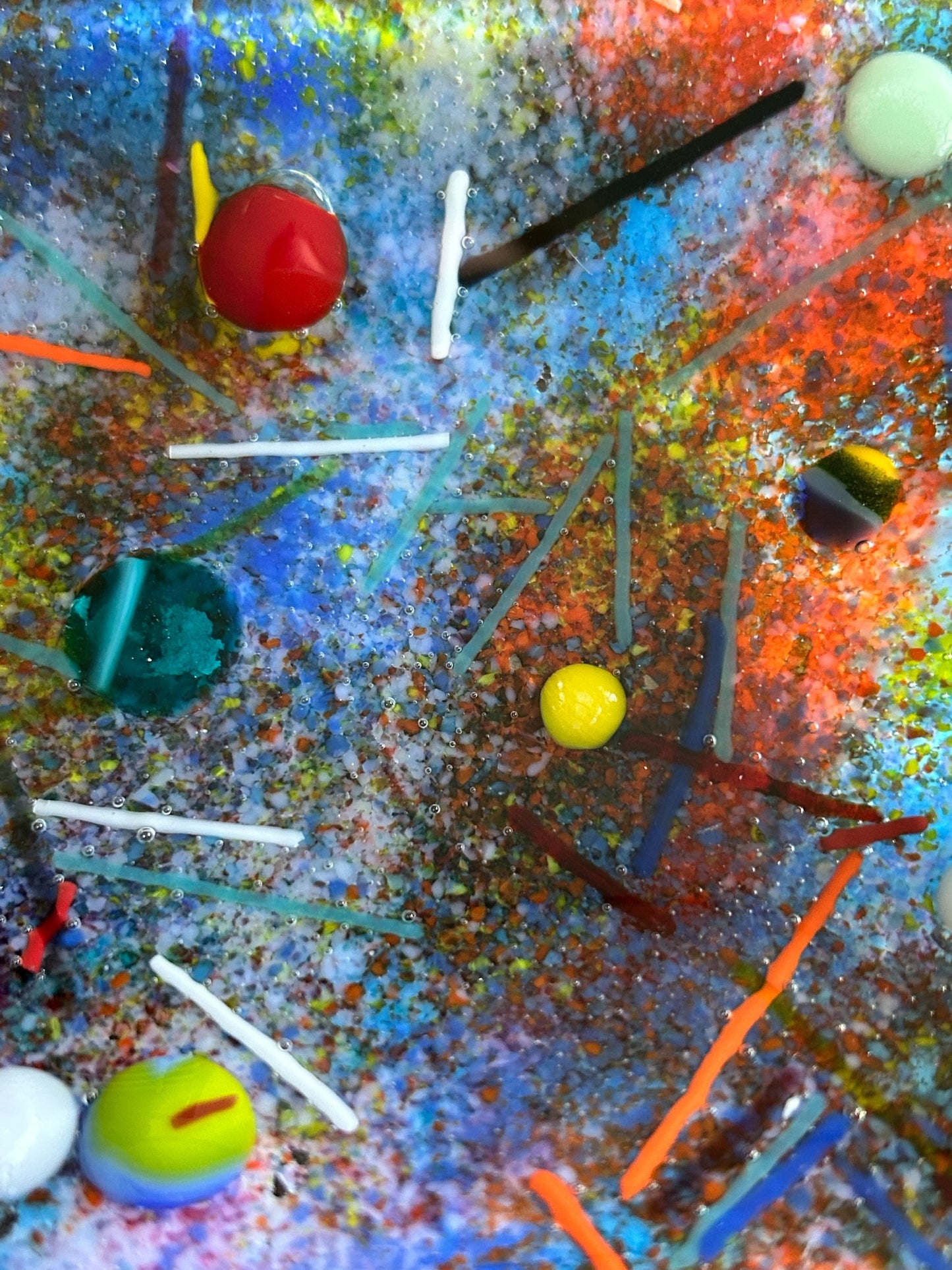 Handmade Fused Glass Tray with Cosmos Design