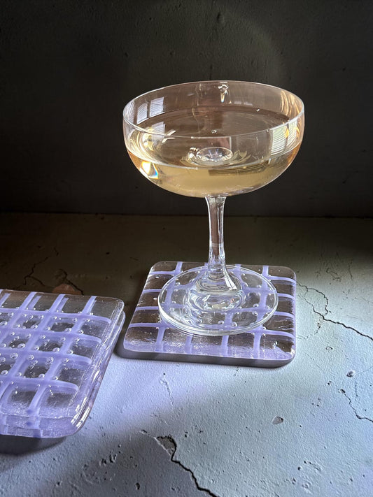 Homemade Fused Glass with Bubbles in Clear and Lavender