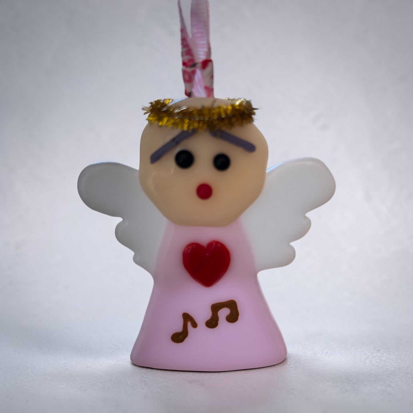 Homemade Fused Glass Singing Angel Christmas Ornament