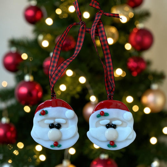 Homemade Fused Glass Santa Face Christmas Ornament