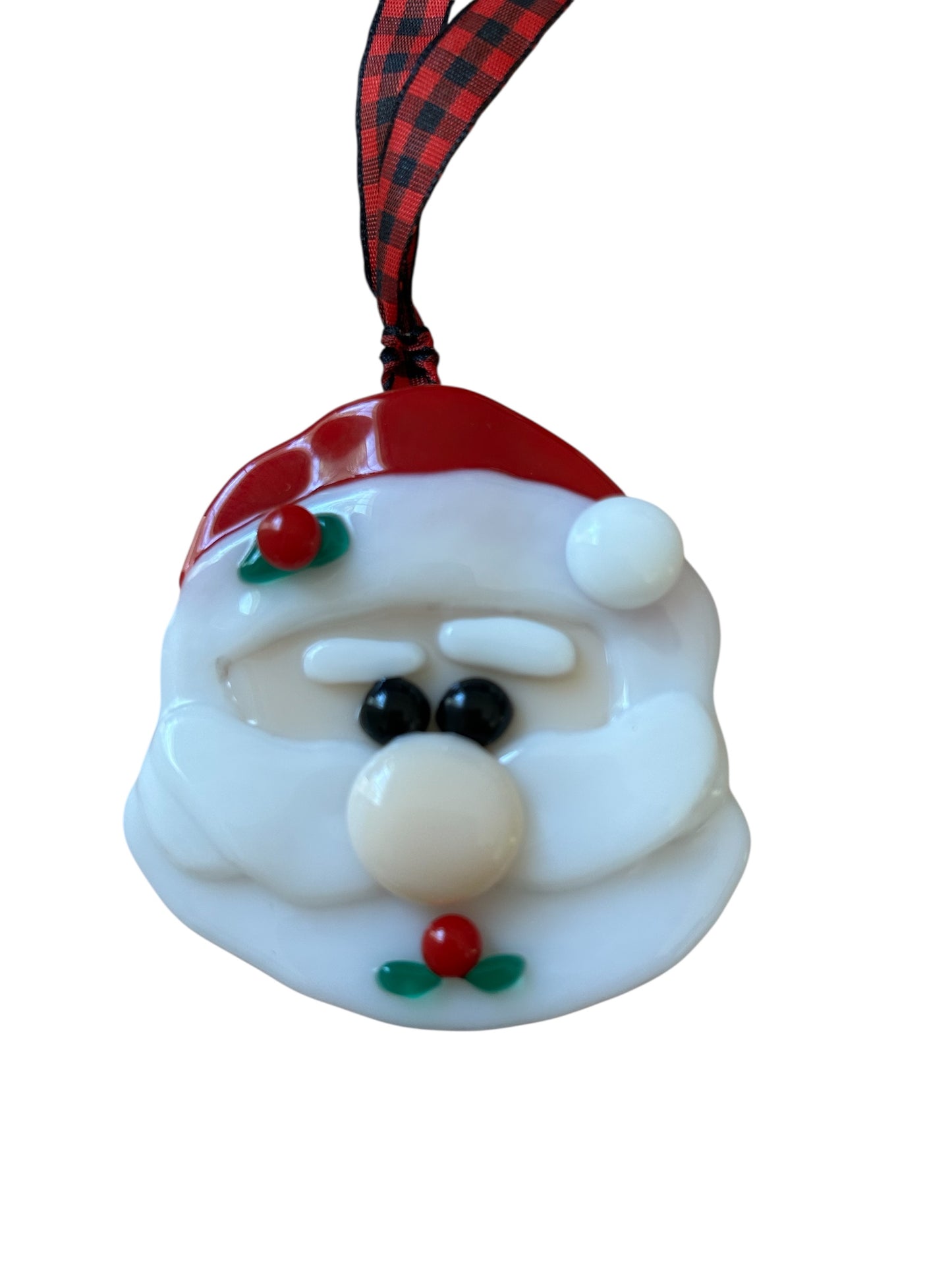 Homemade Fused Glass Santa Face Christmas Ornament
