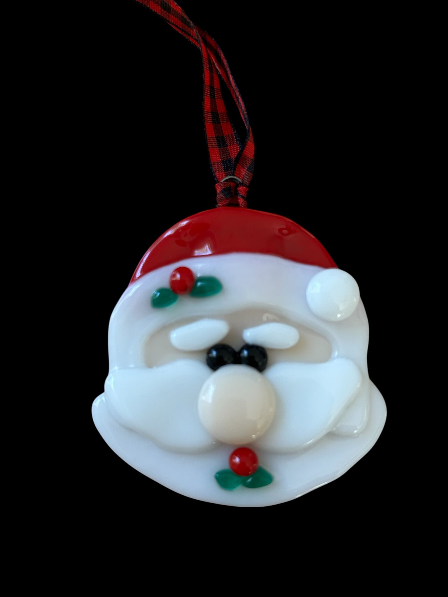 Homemade Fused Glass Santa Face Christmas Ornament