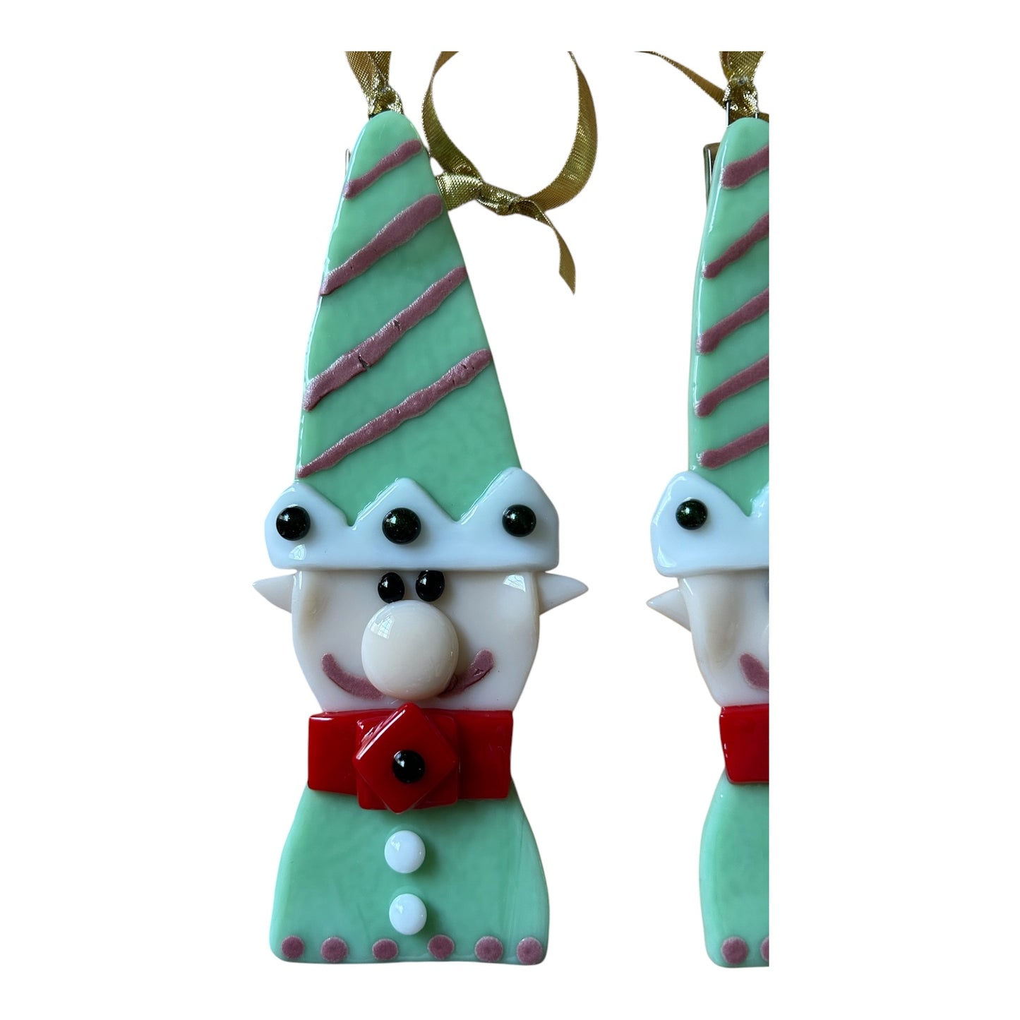 Homemade Fused Glass Christmas Elf Ornament