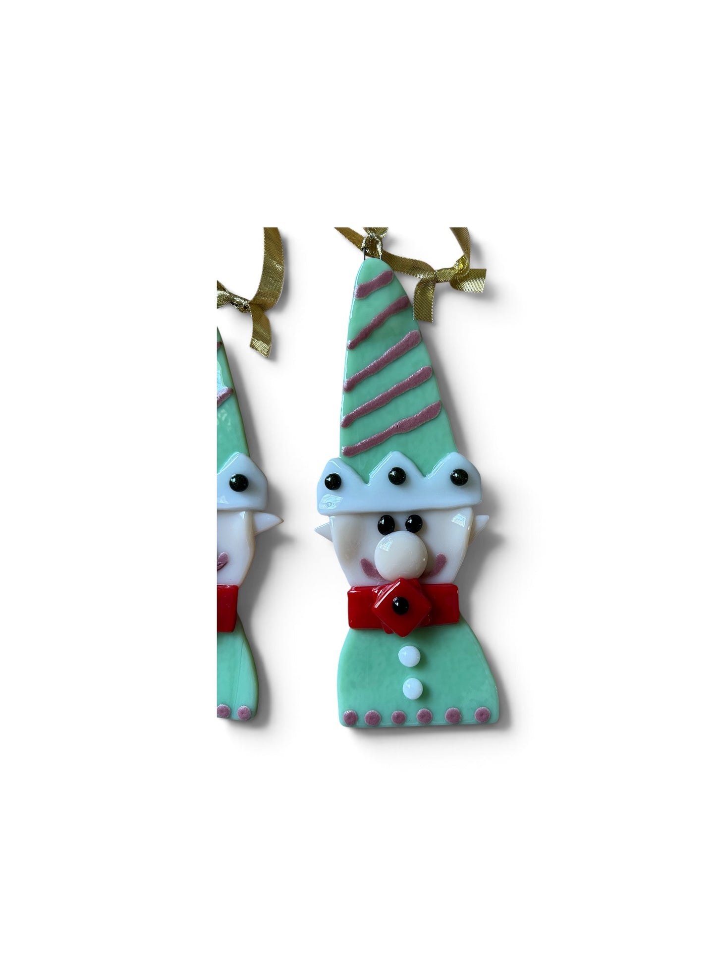 Homemade Fused Glass Christmas Elf Ornament