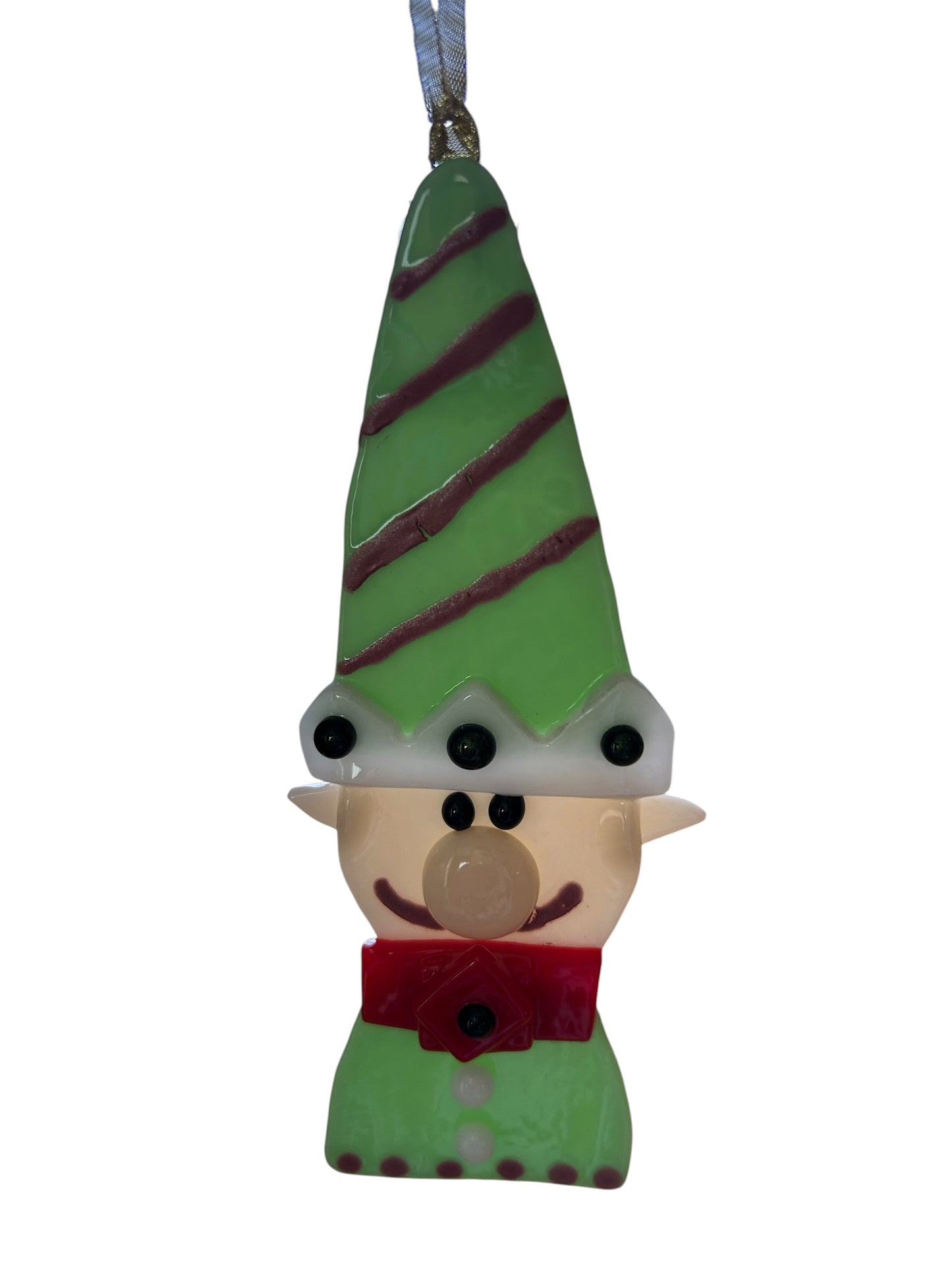 Homemade Fused Glass Christmas Elf Ornament
