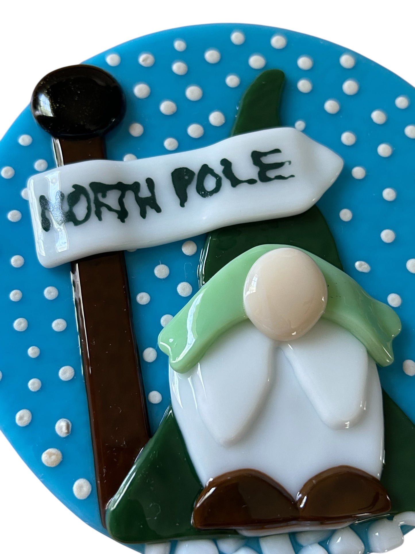 Homemade Fused Glass Christmas Gnome Paperweight