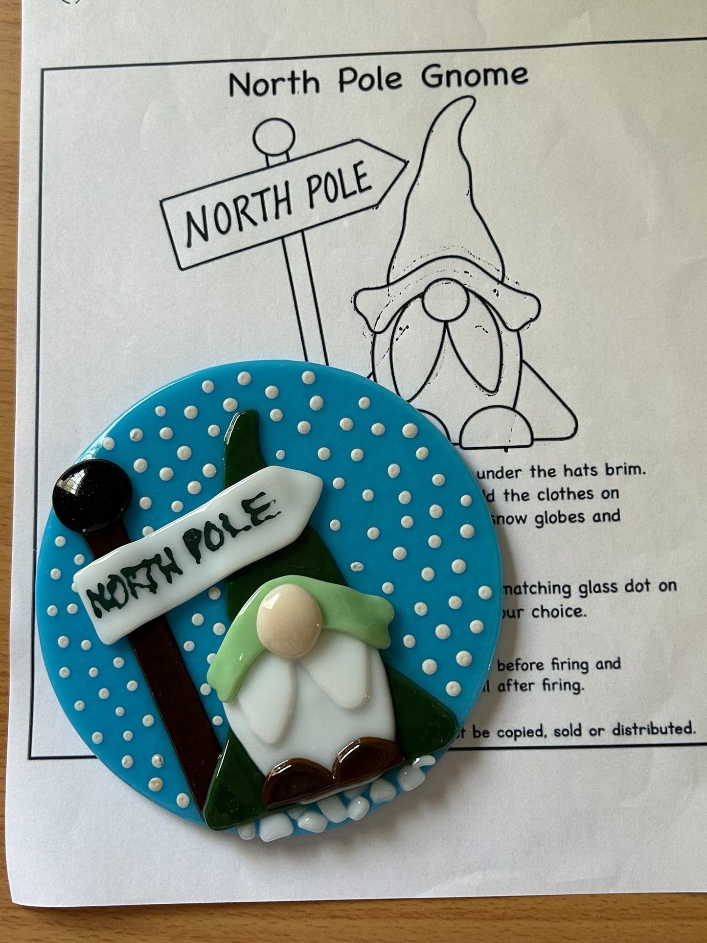 Homemade Fused Glass Christmas Gnome Paperweight