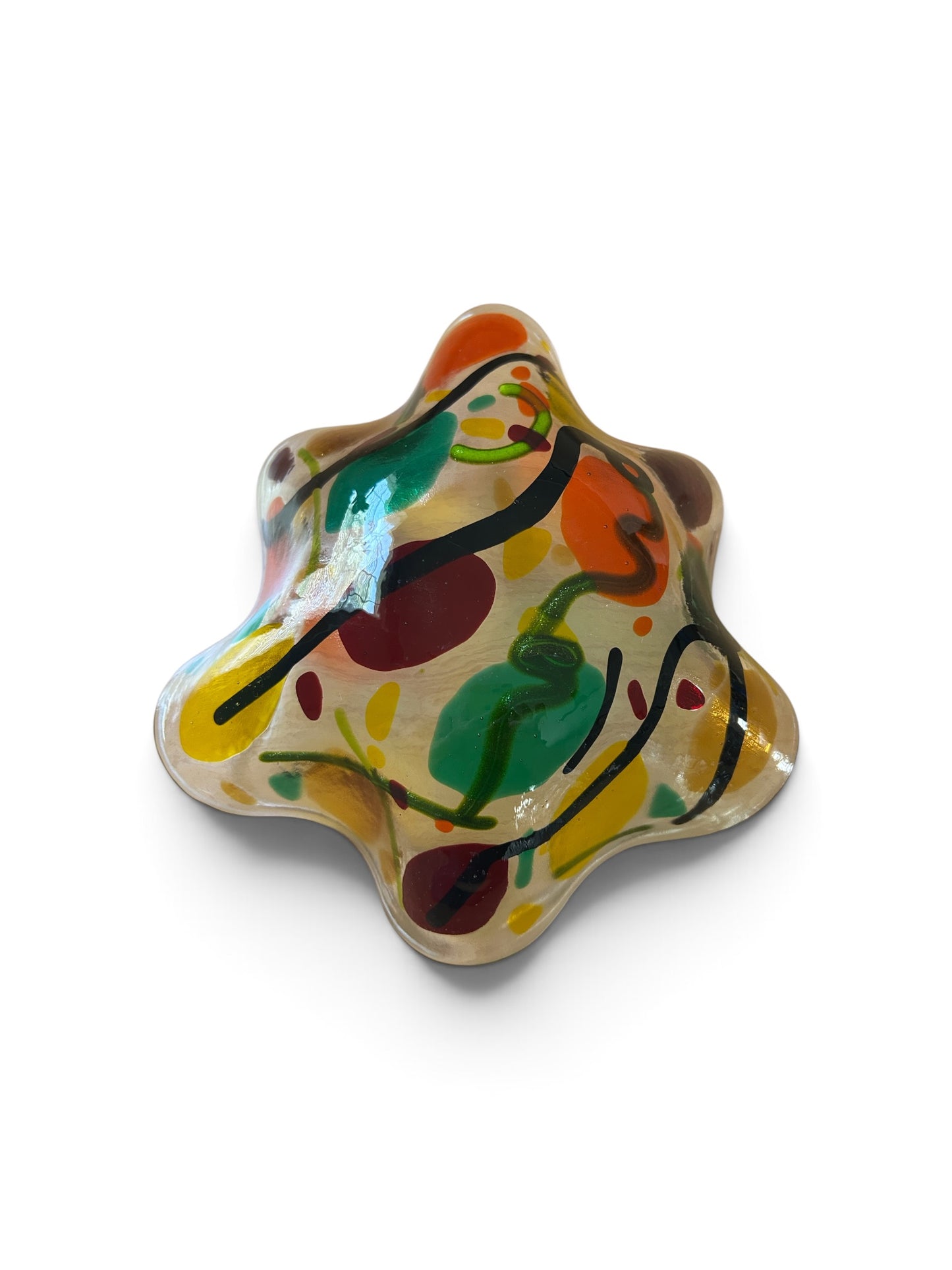 Homemade Medium Fused Glass Bowl with Autumn Leaves and Branches