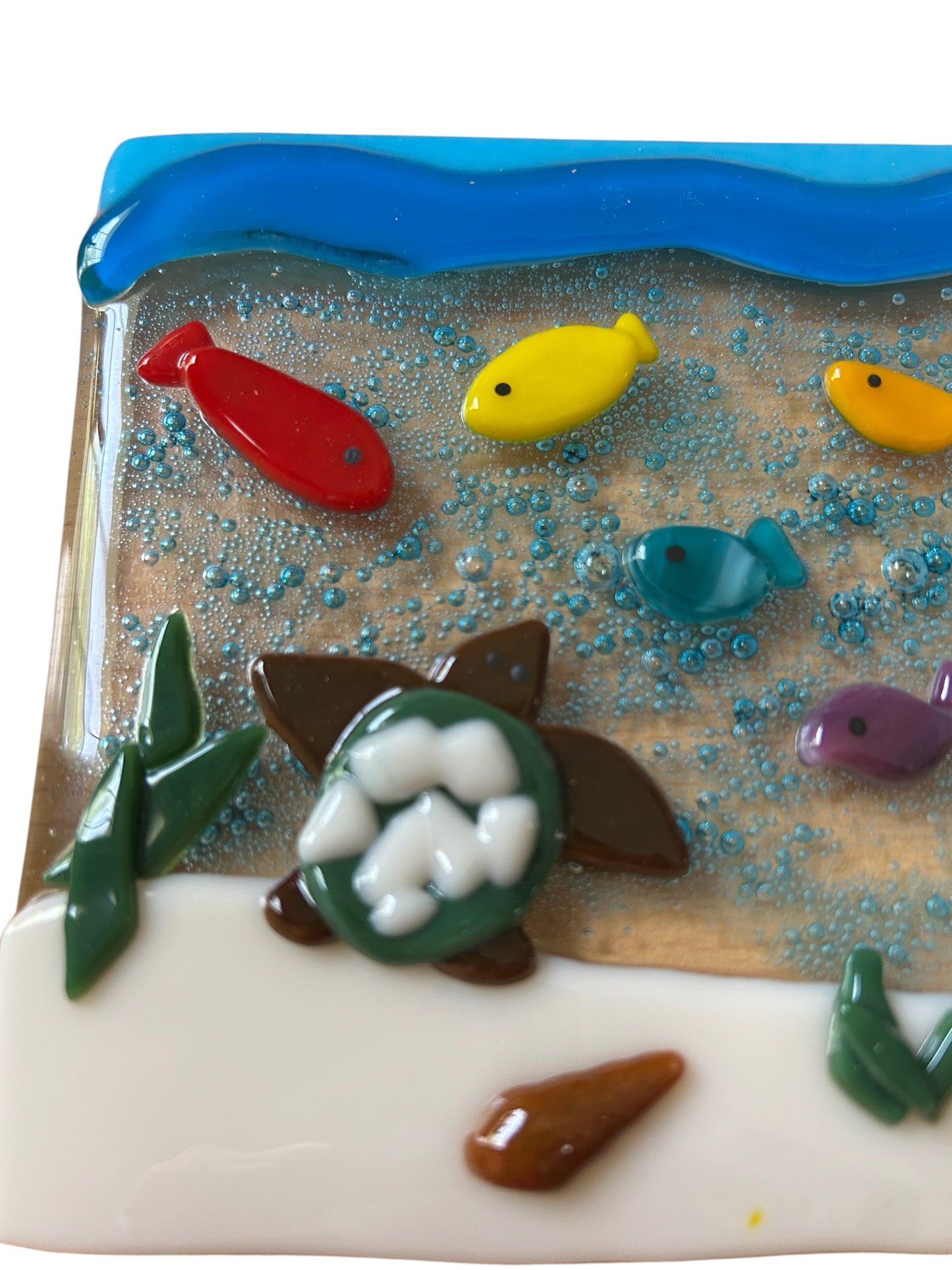 Homemade Fused Glass Panel of Underwater Sea Scene