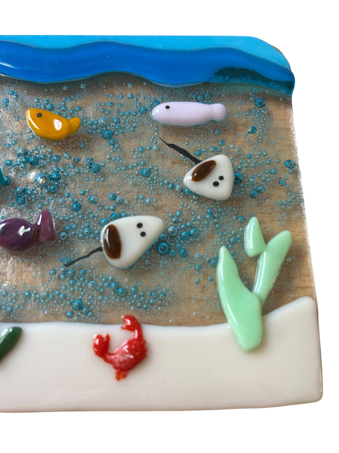Homemade Fused Glass Panel of Underwater Sea Scene