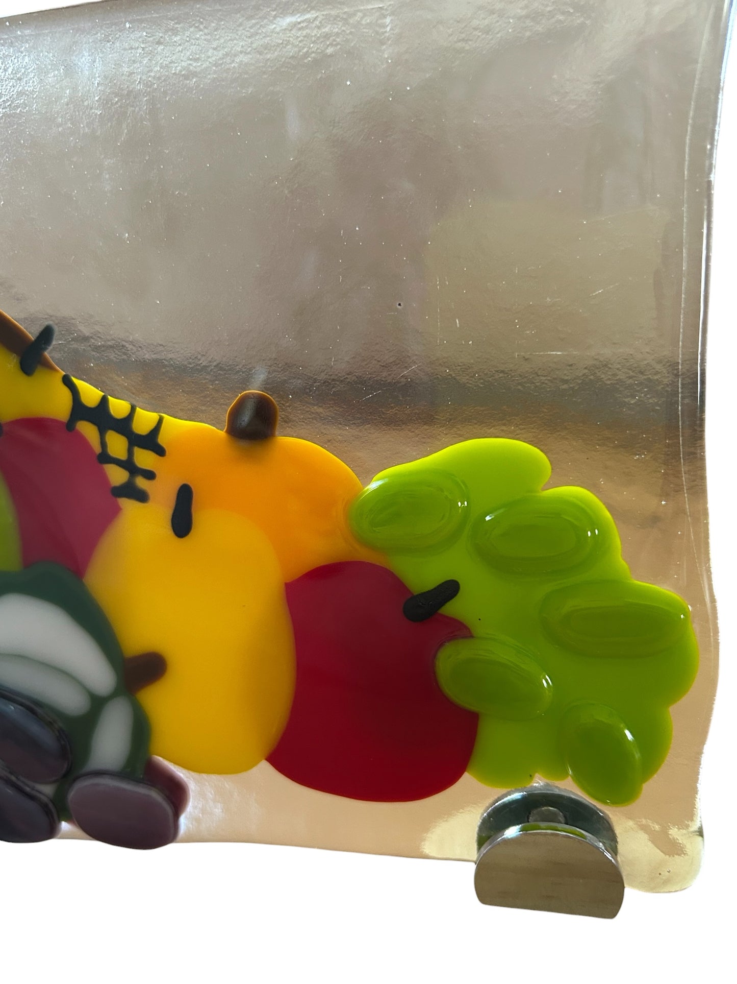 Homemade Fused Glass Panel of a Thanksgiving Cornucopia