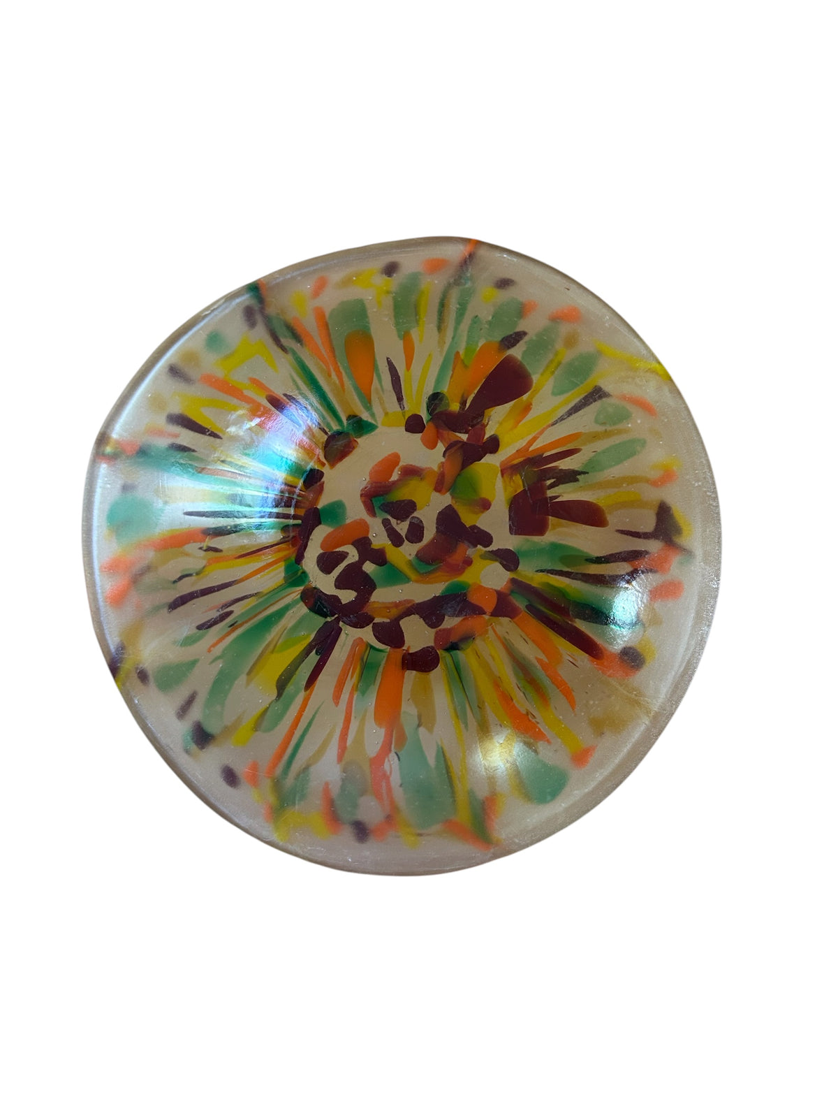 Homemade Large Fused Glass Bowl in Autumn Colors