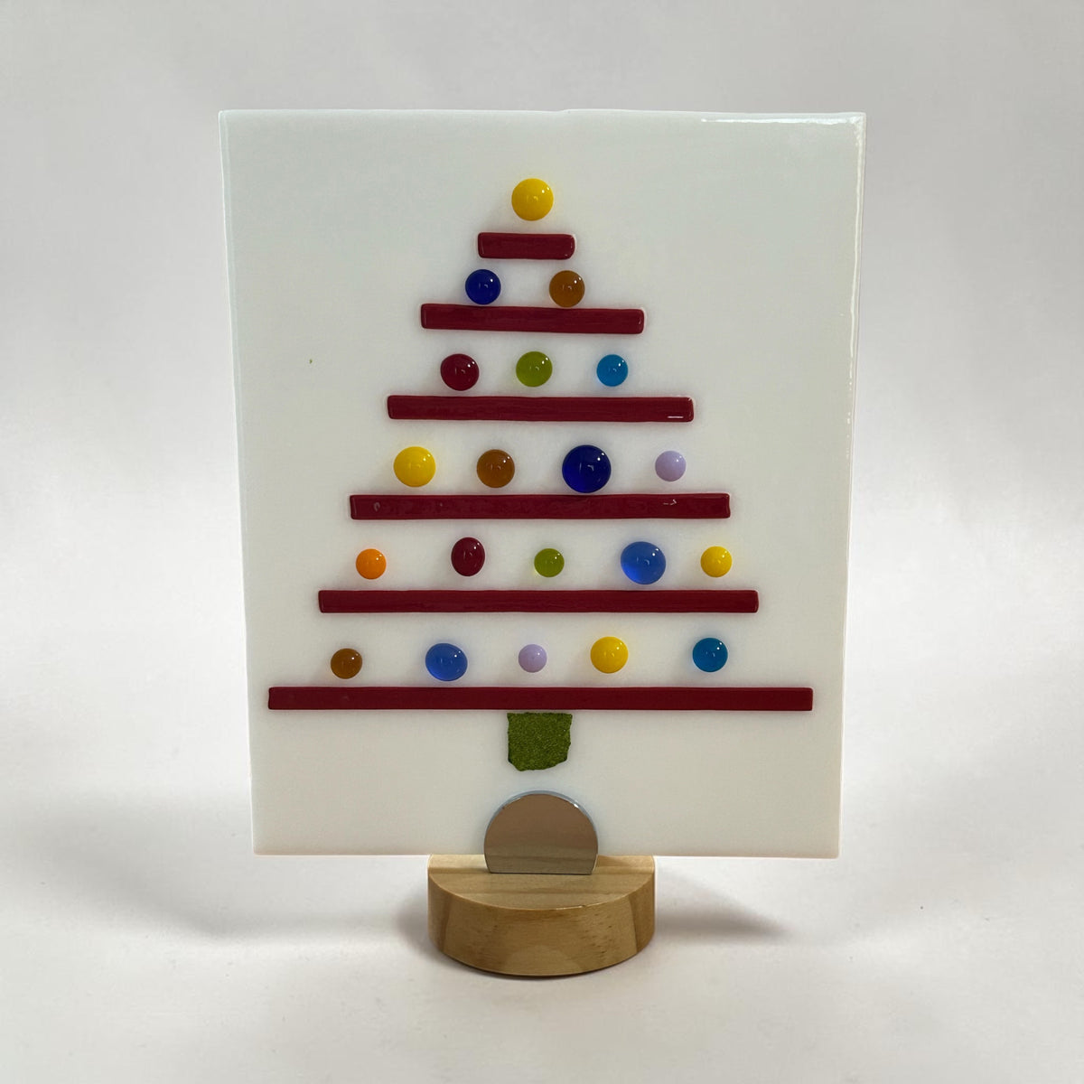 Homemade Fused Glass Abstract Christmas Tree with Multicolor Lights
