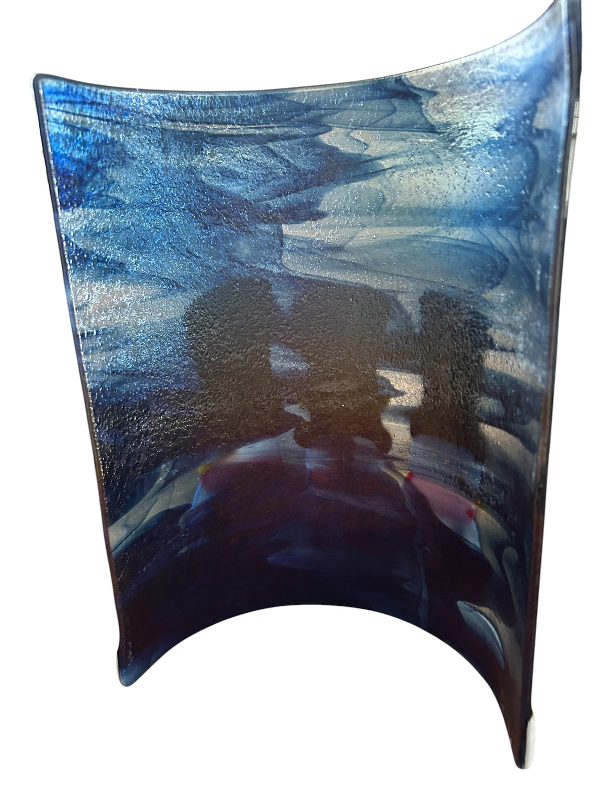 Homemade Fused Glass Candle Shield with Snowmen