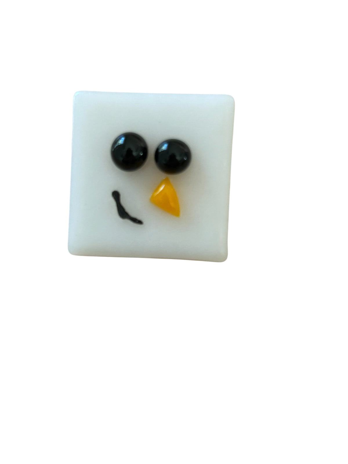 Homemade Fused Glass Snowman or Penguin Pins