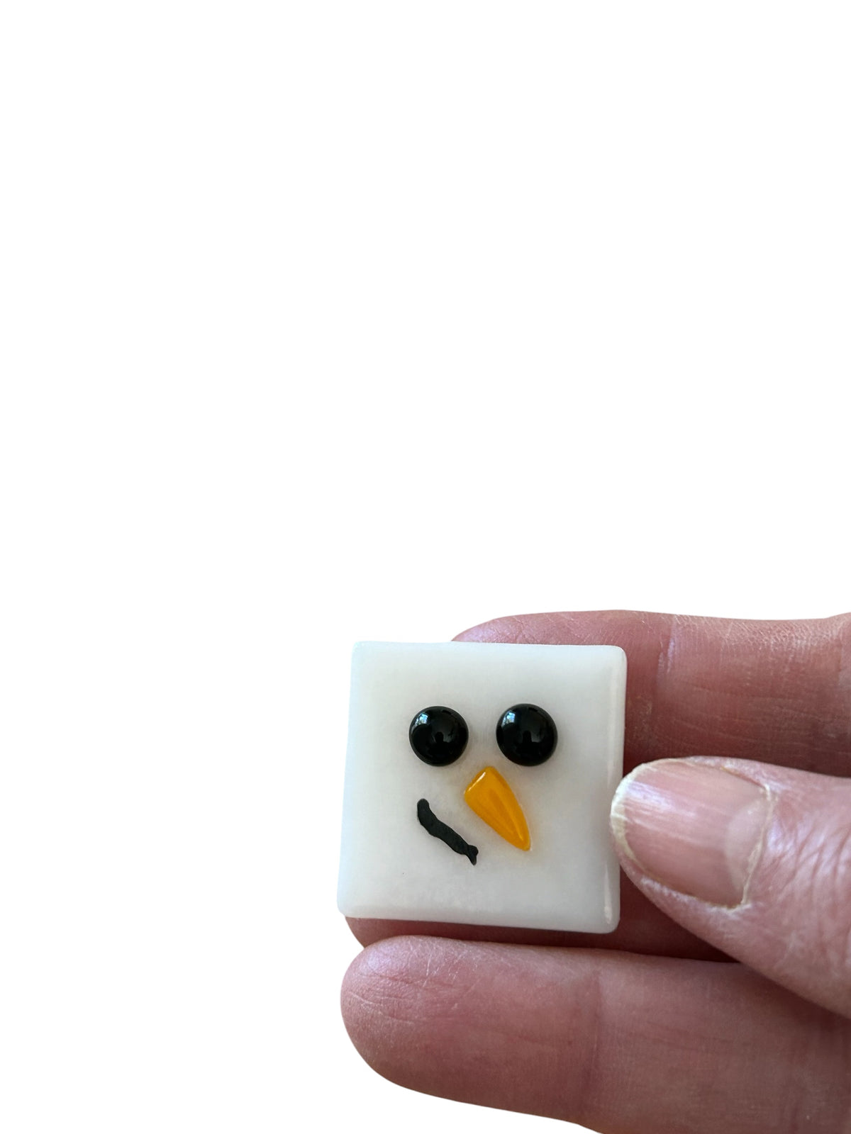 Homemade Fused Glass Snowman or Penguin Pins