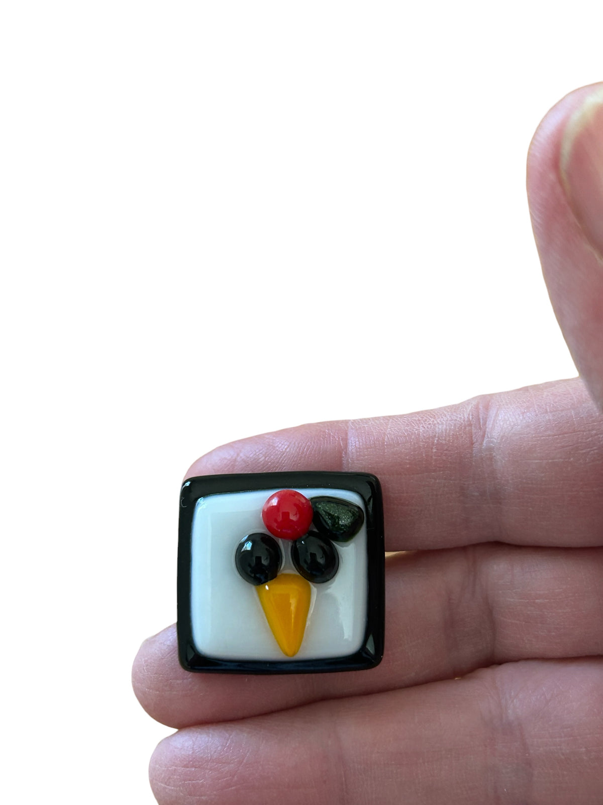 Homemade Fused Glass Snowman or Penguin Pins