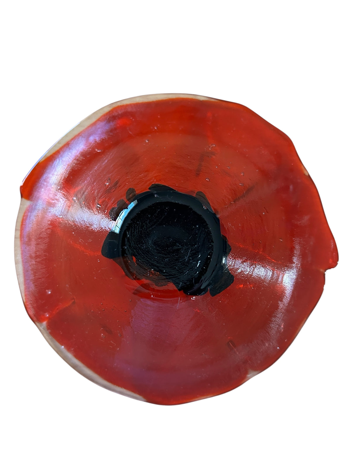 Homemade Fused Glass Bowl with Orange Flower Design