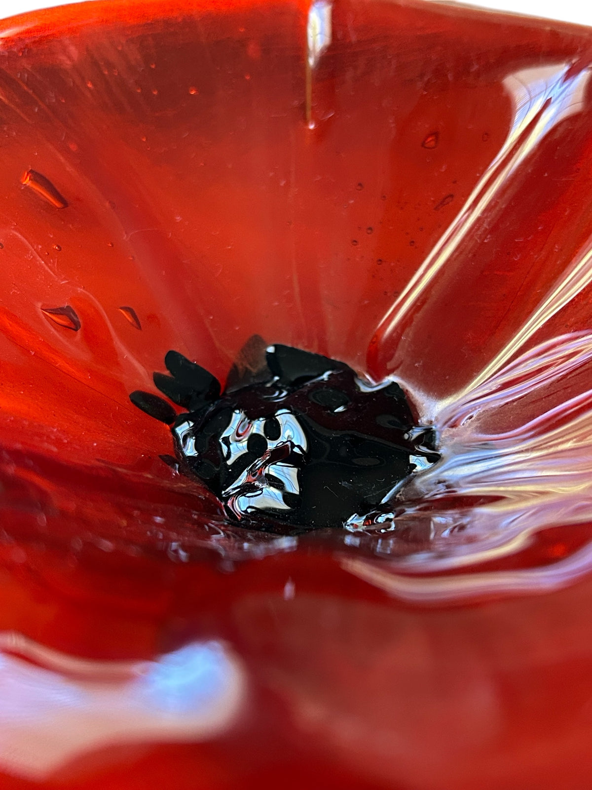 Homemade Fused Glass Bowl with Orange Flower Design