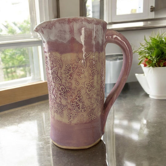 Throated Textured Pitcher #2 in Lilac Cream