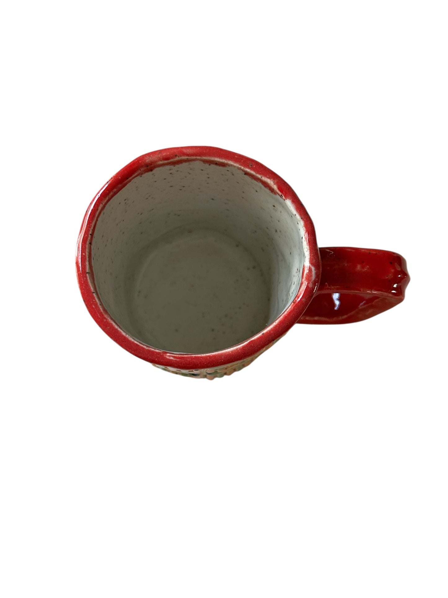 Quilt Stamped Mug #16 in Red, Orange, and Green