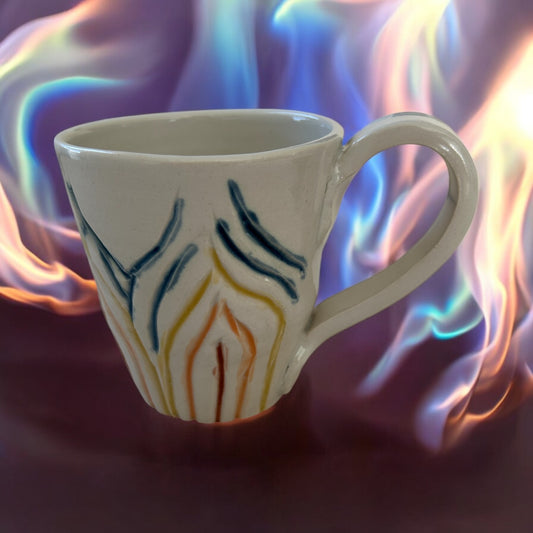 Carved Minimalism Mug #2 with Rainbow Flames Designs