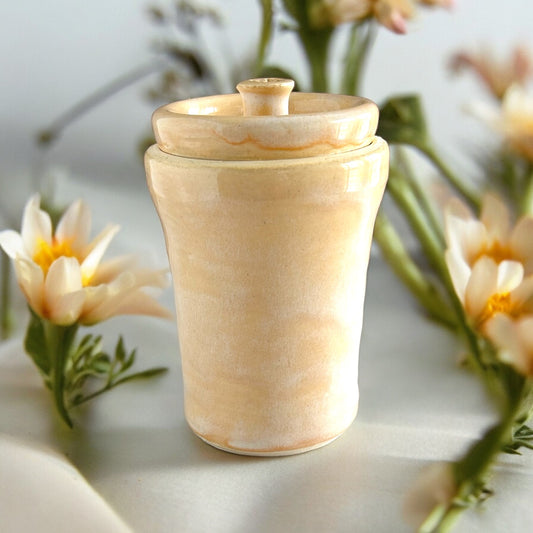 Button Jar #37 with Drop-In Lid and Button Topper in Pale Yellow