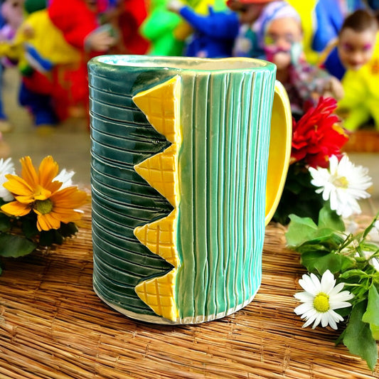 Handbuilt Mug #46 with Harlequin Designs