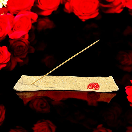 Origami Stick Incense Holder #70 with Sprigged Rose Applique and Texture