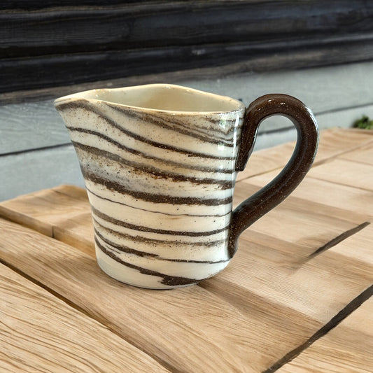 Marbled Wheel-Thrown Creamer #27 in White and Dark Chocolate Stoneware Clay