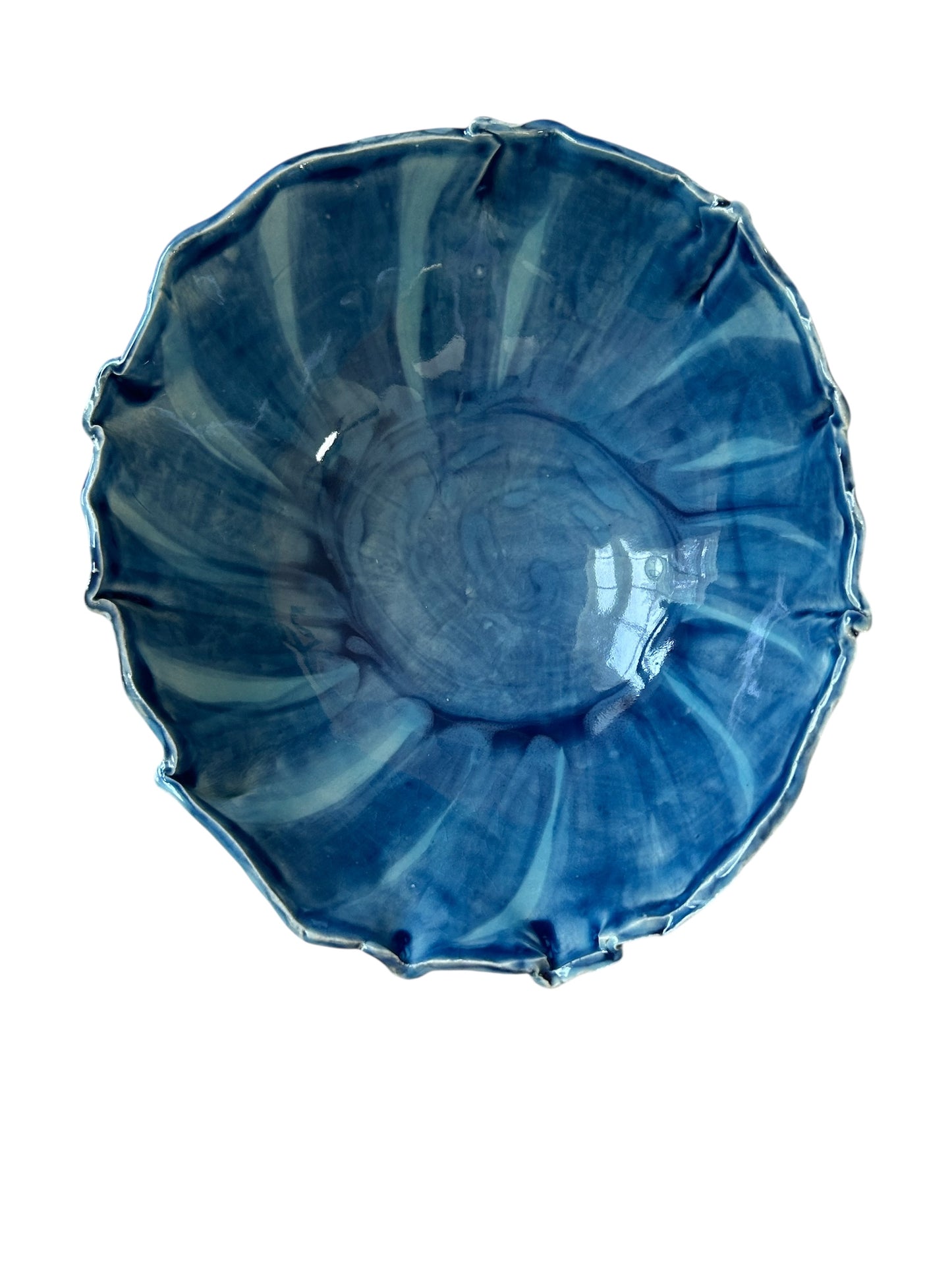 Medium Side Dish Bowl #77 with Freeform Rim in Ocean Blue Celadon