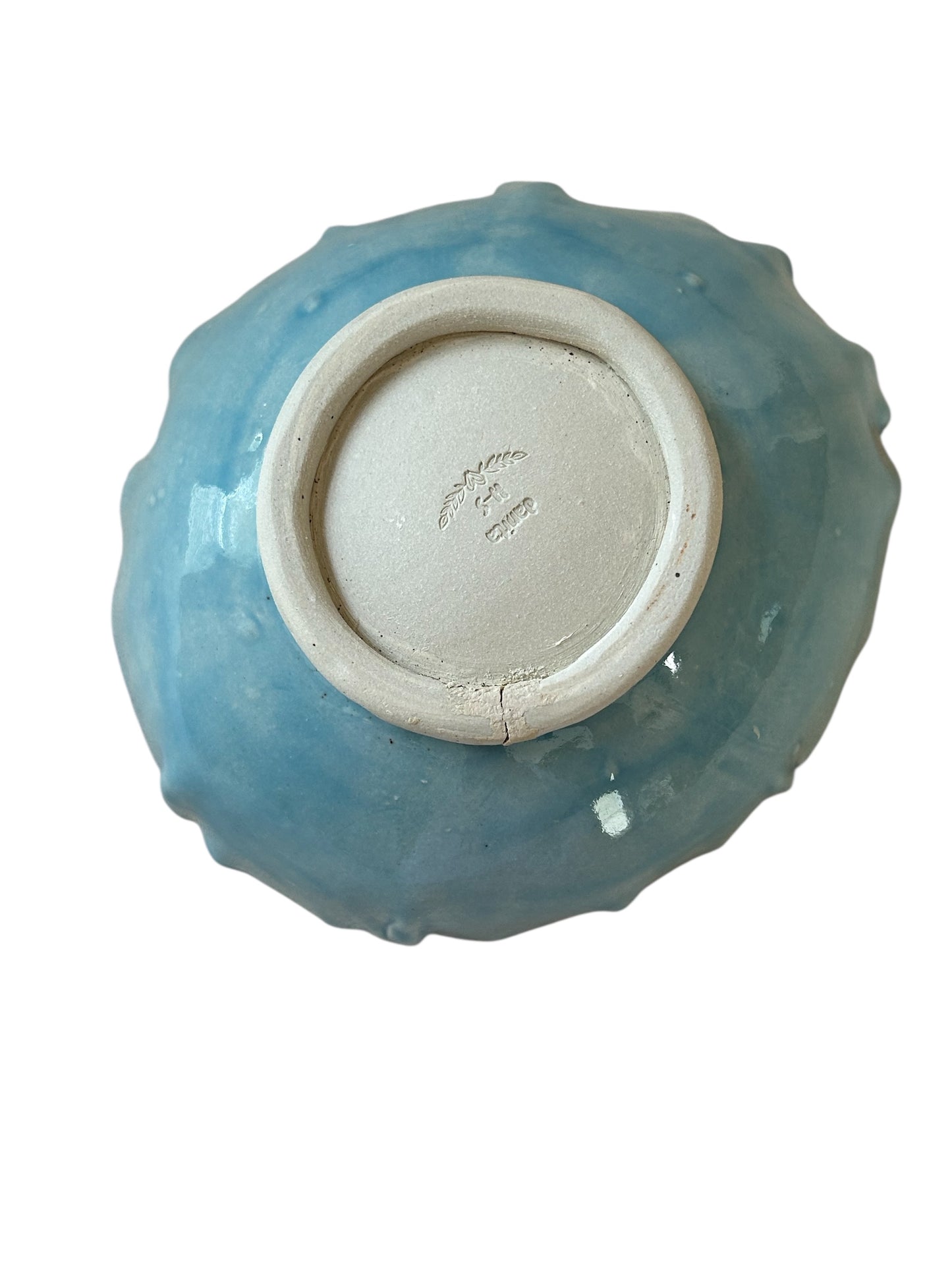 Medium Side Dish Bowl #77 with Freeform Rim in Ocean Blue Celadon
