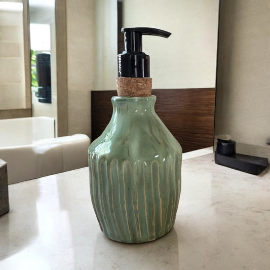 Medium Liquid Soap Dispenser #1 with Natural Cork Pump in Aspen Green