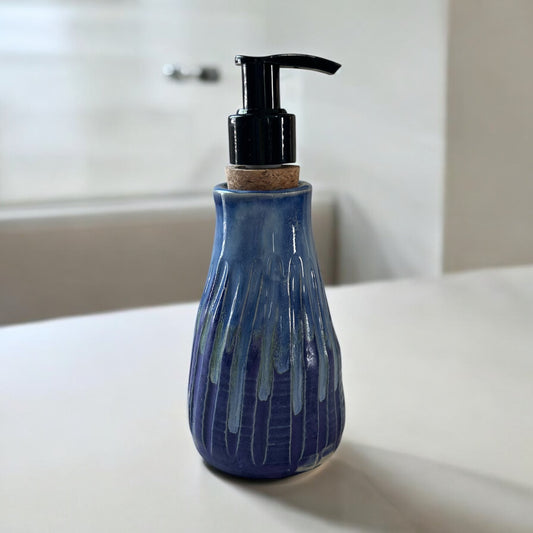 Small Liquid Soap Dispenser #2 with Natural Cork Pump in Aspen Blue