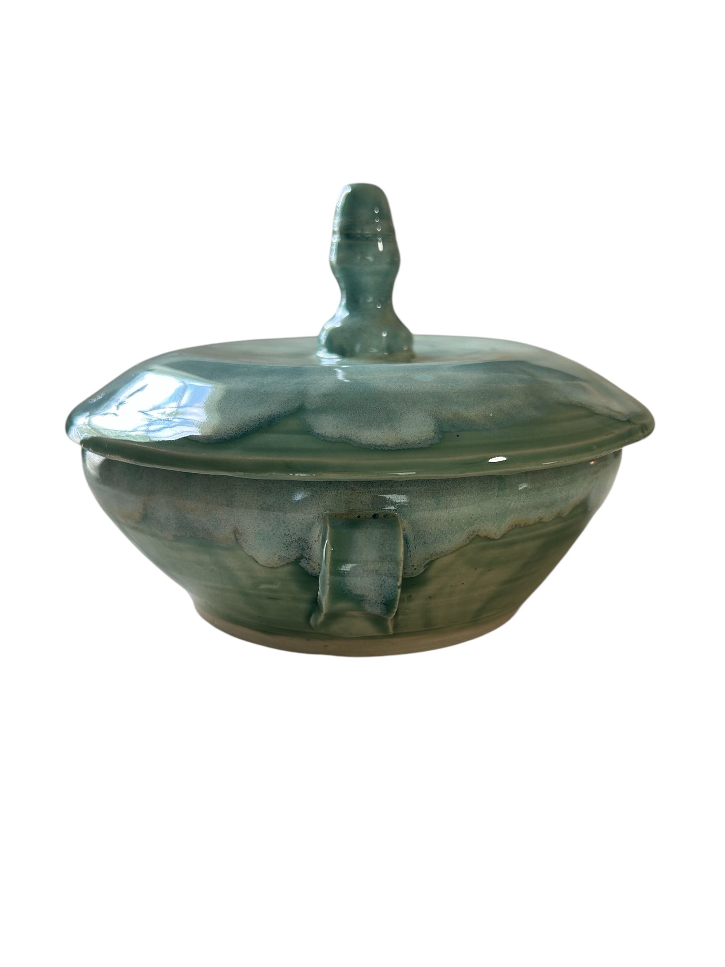 Soup Tureen #1 with Lid in Jade Celadon and Moss Mist