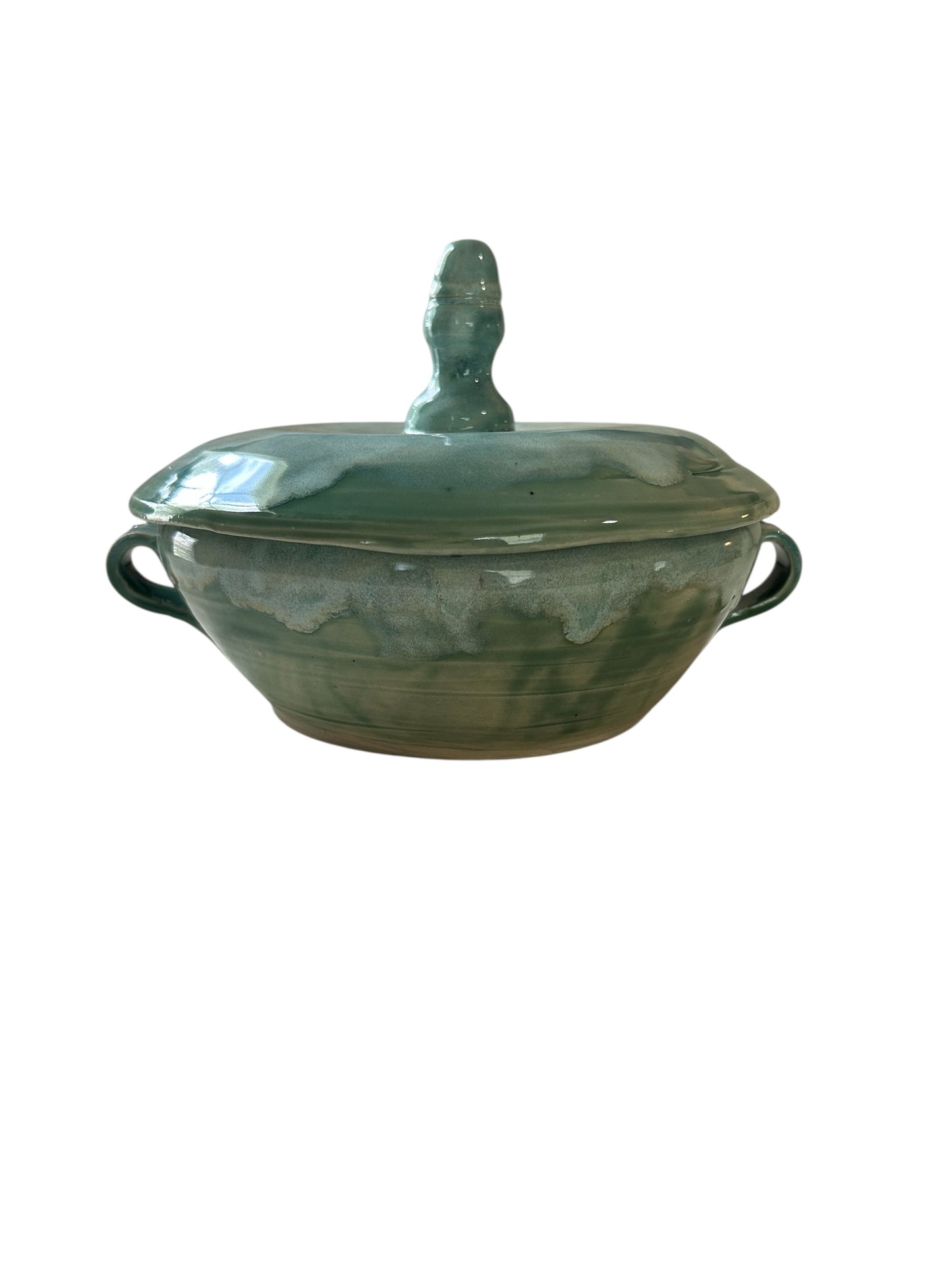 Soup Tureen #1 with Lid in Jade Celadon and Moss Mist