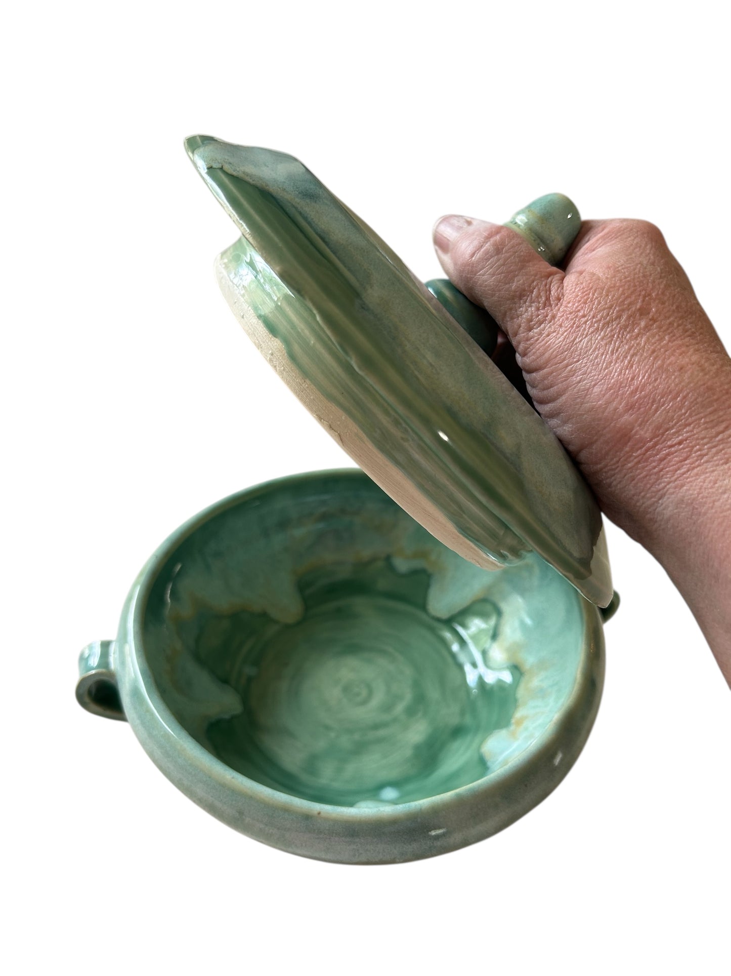 Soup Tureen #1 with Lid in Jade Celadon and Moss Mist