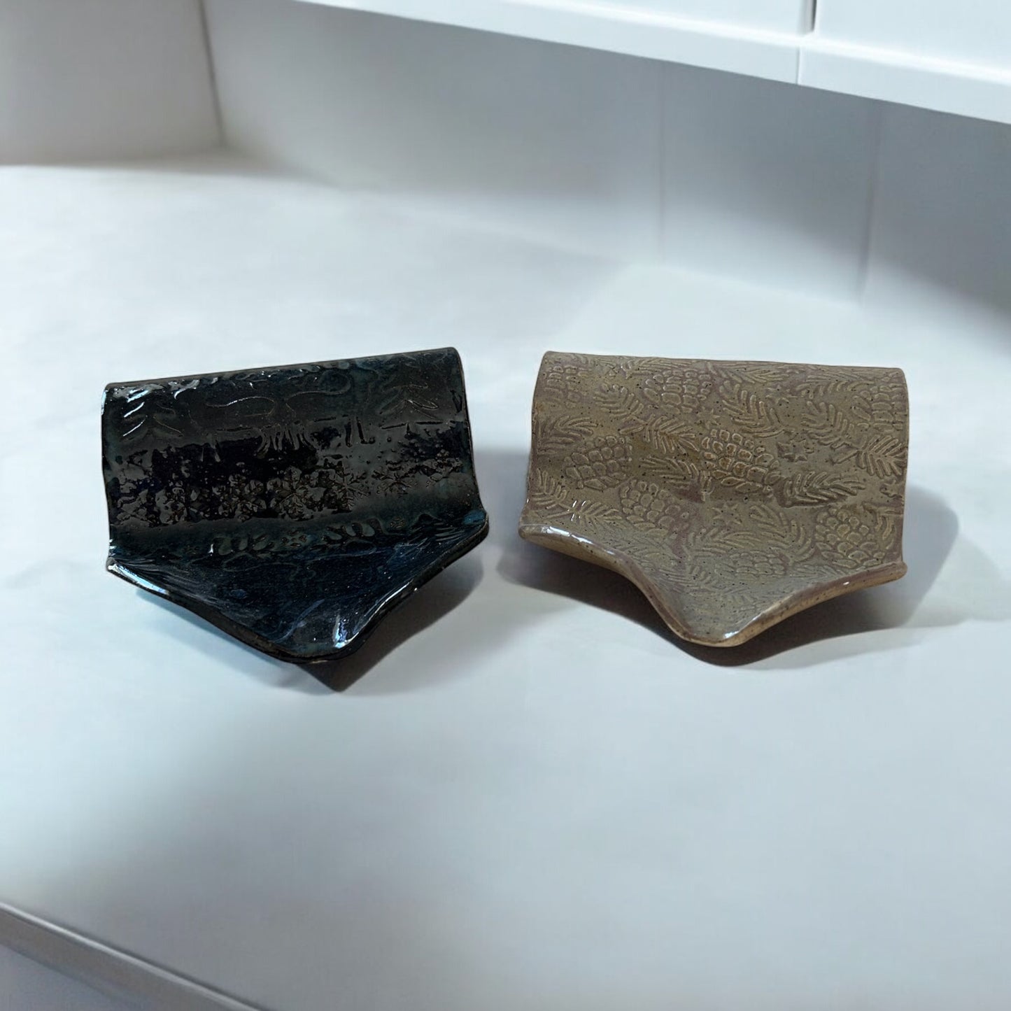 Handmade Textured Sponge Holders #47 with Evergreen and Pinecones or Deer and Trees Designs