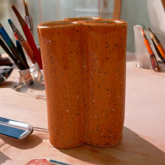 Extruded Three-Section Utensil Holder #1 in Speckled Orange